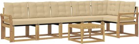 vidaXL Σειρά Καναπέ Εξωτερικού με μαξιλάρι 7 pcs Λευκό και Μπεζ