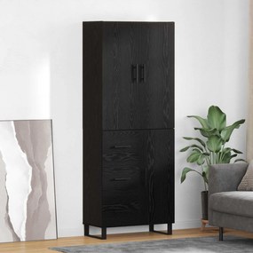 vidaXL Highboard με συρτάρι 2 pcs Μαύρη Οξυά Σύνθετο Ξύλο και Γυαλί