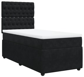 vidaXL Κρεβάτι Boxspring με Στρώμα Μαύρο 90x200 εκ. Βελούδινο