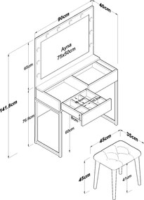 Τουαλέτα Μακιγιάζ Λευκό CAAN 90x40x141.8