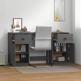 vidaXL Ντουλάπι Γραφείου Γκρι 135x50x75εκ. από Μασίφ Ξύλο Πεύκου