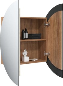 vidaXL Ντουλάπι Μπάνιου με Στρογγυλό Καθρέφτη&amp;LED Δρυς 54x54x17,5 εκ.