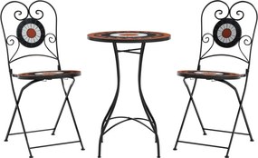 vidaXL Σετ Bistro «Μωσαϊκό» Τερακότα/Λευκό Σίδηρος και Κεραμικό