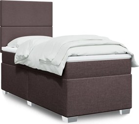vidaXL Κρεβάτι Boxspring με Στρώμα Σκούρο Καφέ 100x200 εκ. Υφασμάτινο