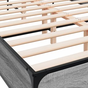 vidaXL Πλαίσιο Κρεβατιού Γκρι Sonoma 135x190 εκ. Επεξ. Ξύλο &amp; Μέταλλο