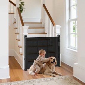 VEVOR Retractable Baby Gate 870 mm Tall Extend to 1400 mm Wide Kids Pets Black