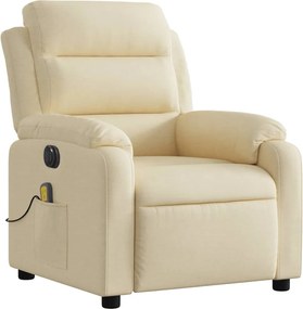 vidaXL Πολυθρόνα Μασάζ Ανακλινόμενη Ηλεκτρική Κρεμ Υφασμάτινη