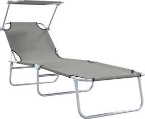 vidaXL Ξαπλώστρα 2 pcs Γκρι 58 x 188 x 77 εκ. Πολυεστέρας