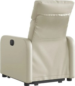 vidaXL Πολυθρόνα Ηλεκτρ. Ανακλινόμενη με Ανύψωση Κρεμ Συνθ.Δέρμα