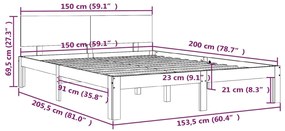 ΠΛΑΙΣΙΟ ΚΡΕΒΑΤΙΟΥ ΜΑΥΡΟ 150 X 200 ΕΚ. ΜΑΣΙΦ ΞΥΛΟ 5FT KING SIZE 810504