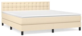 Κρεβάτι Boxspring με Στρώμα Κρεμ 160x200 εκ. Υφασμάτινο - Κρεμ