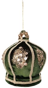 Χριστουγεννιάτικο Στολίδι Βελούδινο Crown 030306 12x12x16cm Green