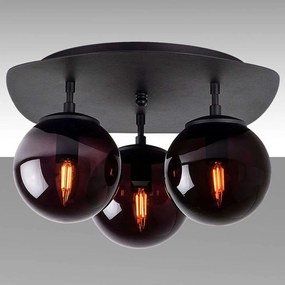 Φωτιστικό Οροφής - Πλαφονιέρα Well 942FLG1387 37x44x25cm 3xE14 40W Black Opviq