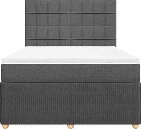 vidaXL Κρεβάτι Boxspring με Στρώμα Σκούρο Γκρι 140x200 εκ Υφασμάτινο