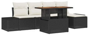 vidaXL Σέτ φαγητού για κήπο με μαξιλάρι 6 pcs Μαύρο, Κρέμα