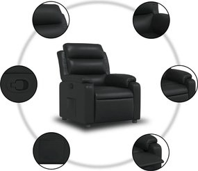 vidaXL Πολυθρόνα Ανακλινόμενη Μαύρη από Συνθετικό Δέρμα
