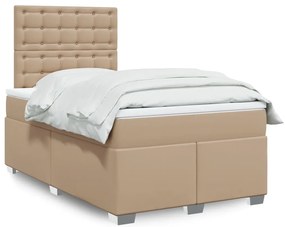 vidaXL Κρεβάτι Boxspring με Στρώμα Καπουτσίνο 120x190εκ.από Συνθ.Δέρμα
