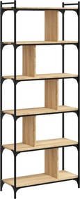 vidaXL Βιβλιοθήκη 6 Επιπέδων Sonoma Δρυς 76 x 32 x 192 εκ. Επεξ. Ξύλο
