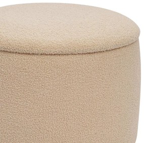Σκαμπό-μπαούλο Roundy μπουκλέ ύφασμα σε Μπεζ Φ55x41.5εκ 55x55x41.5 εκ.