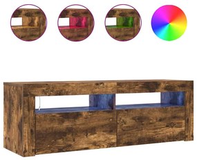 vidaXL Έπιπλο Τηλεόρασης με LED Καπνιστή Δρυς 120 x 35 x 40 εκ.