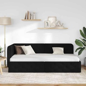 vidaXL Κρεβάτι Γωνίας Μαύρο 90 x 190 cm ύφασμα