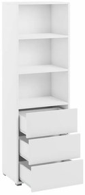 Βιβλιοθήκη Comfivo A100, Με συρτάρια, Πλαστικοποιημένη μοριοσανίδα, Αριθμός συρταριών: 3, 178x60x40cm, 42 kg, Ματ άσπρο, Άσπρο | Epipla1.gr