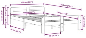 ΣΚΕΛΕΤΟΣ ΚΡΕΒΑΤΙΟΥ ΧΩΡΙΣ ΣΤΡΩΜΑ 135X190 ΕΚ ΜΑΣΙΦ ΞΥΛΟ ΠΕΥΚΟΥ 855487