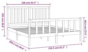 vidaXL Πλαίσιο Κρεβατιού Κεφαλάρι Λευκό 150x200εκ Μασίφ Πεύκο KingSize