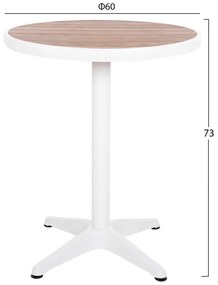 ΤΡΑΠΕΖΙ ΑΛΟΥΜΙΝΙΟΥ ΣΤΡΟΓΓΥΛΟ ALEXA HM6086.02 ΛΕΥΚΟ-POLYWOOD TOP ΦΥΣΙΚΟ Φ60x73Υεκ.