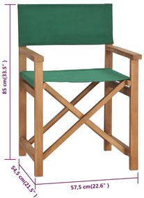 Καρέκλα Σκηνοθέτη Πράσινη από Μασίφ Ξύλο Teak - Πράσινο