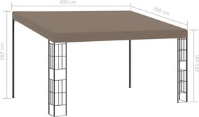 vidaXL Κιόσκι Επιτοίχιο Taupe 4 x 3 μ. Υφασμάτινο