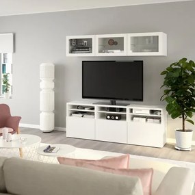 BESTÅ σύνθεση αποθήκευσης TV/γυάλινες πόρτες/συρτάρια με μαλακό κλείσιμο, 180x42x192 cm 794.071.91