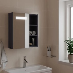 Καθρέφτης Μπάνιου με Ντουλάπι &amp; LED Ανοιχτό Γκρι 45x13x52 εκ. - Γκρι