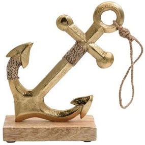 Διακοσμητική Άγκυρα 946-124-034 16x6x20cm Gold Ξύλο,Αλουμίνιο