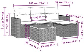 vidaXL Σετ Καναπέ Κήπου 5 τεμ. Μπεζ Συνθετικό Ρατάν με Μαξιλάρι