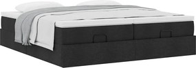 vidaXL Οθωμανικό κρεβάτι με στρώματα Μαύρο 180x200cm Ύφασμα