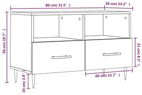 Έπιπλο Τηλεόρασης Μαύρο 80 x 36 x 50 εκ. από Επεξεργασμένο Ξύλο - Μαύρο