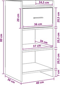 vidaXL Πλαϊνό γραφείο Λευκό 40 x 36 x 80 εκ Επεξεργασμένο Ξύλο