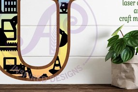 Intra απο ξύλο plywood 3mm-4mm πάχος - Κατασκευή Large U Wall Letter 3 Layer Δίασταση 30x20 cm INTRAFABR-115467059