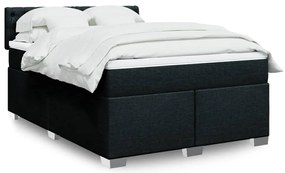 vidaXL Κρεβάτι Boxspring με Στρώμα Μαύρο 140x200 εκ. Υφασμάτινο