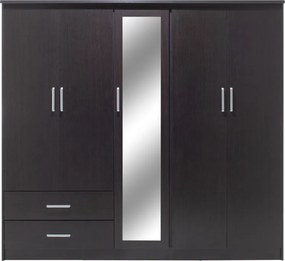 Ντουλάπα ρούχων πεντάφυλλη OLYMPUS pakoworld χρώμα wenge 198x57x183εκ