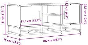 Έπιπλο Τηλεόρασης Καπνιστή Δρυς 100x35x41 εκ Επεξ. Ξύλο/Μέταλλο - Καφέ