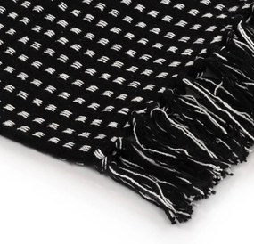 vidaXL Ριχτάρι Καρό Μαύρο 220 x 250 εκ. Βαμβακερό