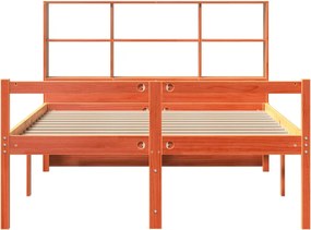 vidaXL Κρεβάτι Βιβλιοθήκη Χωρίς Στρώμα Καφέ 150x200 εκ Μασίφ Πεύκο