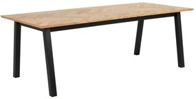 Τραπέζι Oakland 388, Δρυς, Μαύρο, 75x95x220cm, 52 kg, Πλαστικοποιημένη μοριοσανίδα, Φυσικό ξύλο καπλαμά, Ινοσανίδες μέσης πυκνότητας | Epipla1.gr