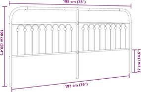 vidaXL Ανταλλακτικό κεφαλάρι Λευκό 193 εκ. Μεταλλικό