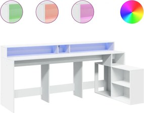 vidaXL Γραφείο με LED Λευκό 200x104x91 εκ. από Επεξεργασμένο Ξύλο