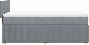 vidaXL Κρεβάτι Boxspring με Στρώμα Ανοιχτό Γκρι 90x200 εκ. Υφασμάτινο