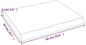 Επιφ Τραπεζιού Αν Καφέ 60x50x(2-6)εκ. Ακατέργ. Μασίφ Ξύλο Δρυός - Καφέ