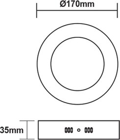 Led panel λευκό στρογγυλό επίτοιχο 12W 3000k θερμό φως δέσμης 120° 230V 900lm 30000h